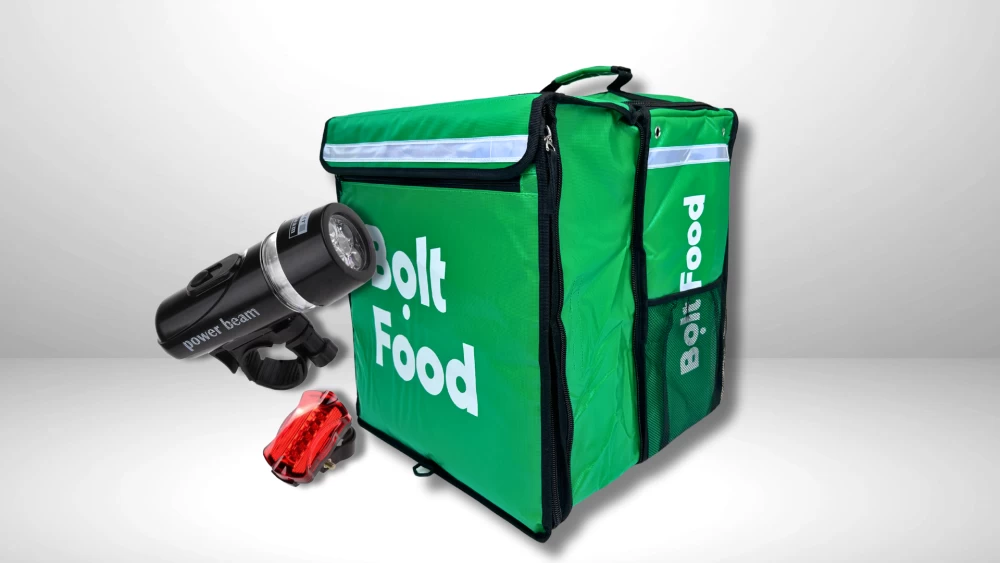 Bolt Food Telescopic Delivery Bag + Bicycle Light Kit